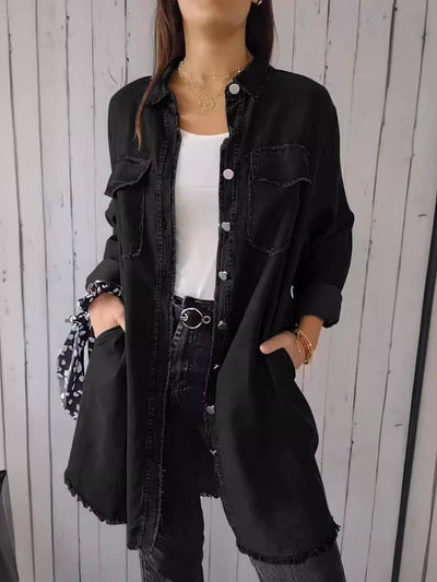 Sofia® | Veste en Jean à Manches Longues Élégante et Polyvalente avec Col