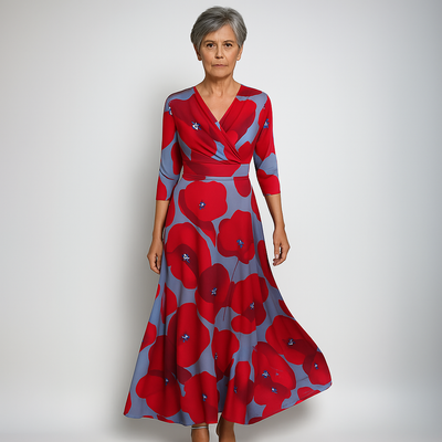 Emily | Robe Longue Portefeuille à Fleurs