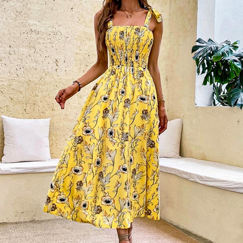 Robe Maxi à Bretelles à Nouer Sunbloom