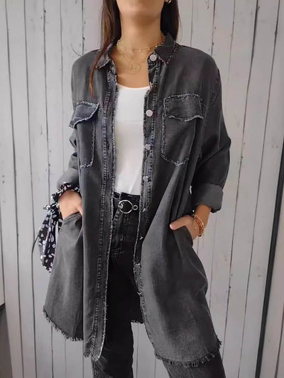Sofia® | Veste en Jean à Manches Longues Élégante et Polyvalente avec Col