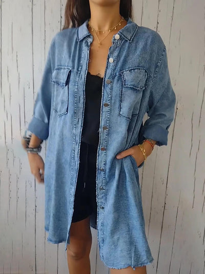 Sofia® | Veste en Jean à Manches Longues Élégante et Polyvalente avec Col