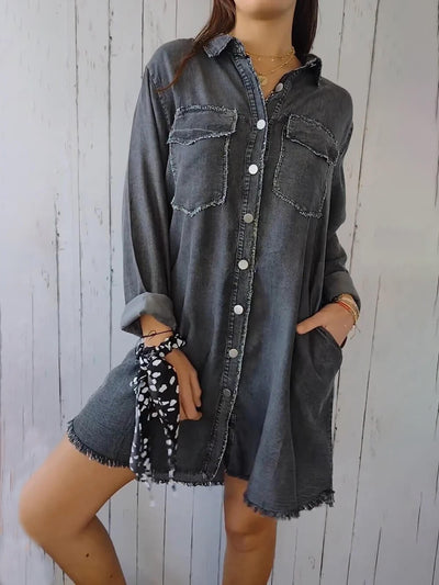 Sofia® | Veste en Jean à Manches Longues Élégante et Polyvalente avec Col