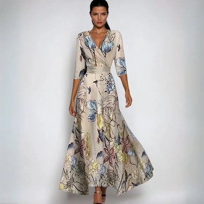 Emily | Robe Longue Portefeuille à Fleurs
