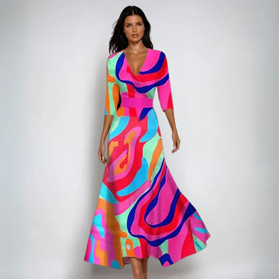 Emily | Robe Longue Portefeuille à Fleurs