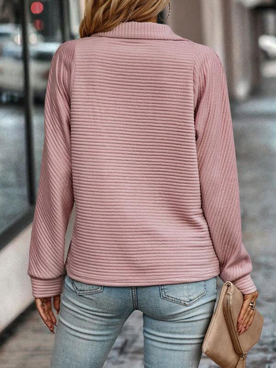 Rebecca | Elegant Ribbed Zip Pullover