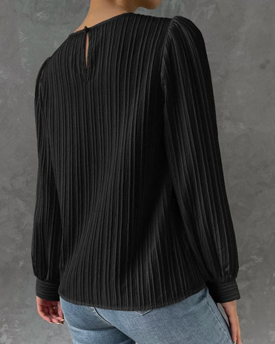 Katia | Blouse avec Manches Lanternes et Texture Verticale