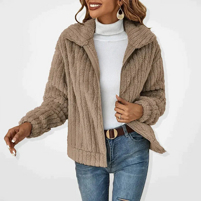 Colette | Cardigan Long en Fleece Lana avec Col