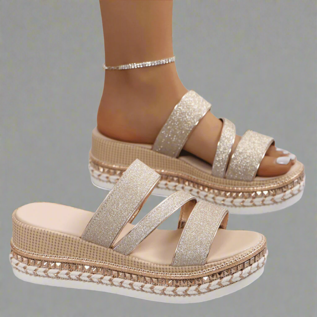 Helga | Sandales compensées confortables en tissu premium