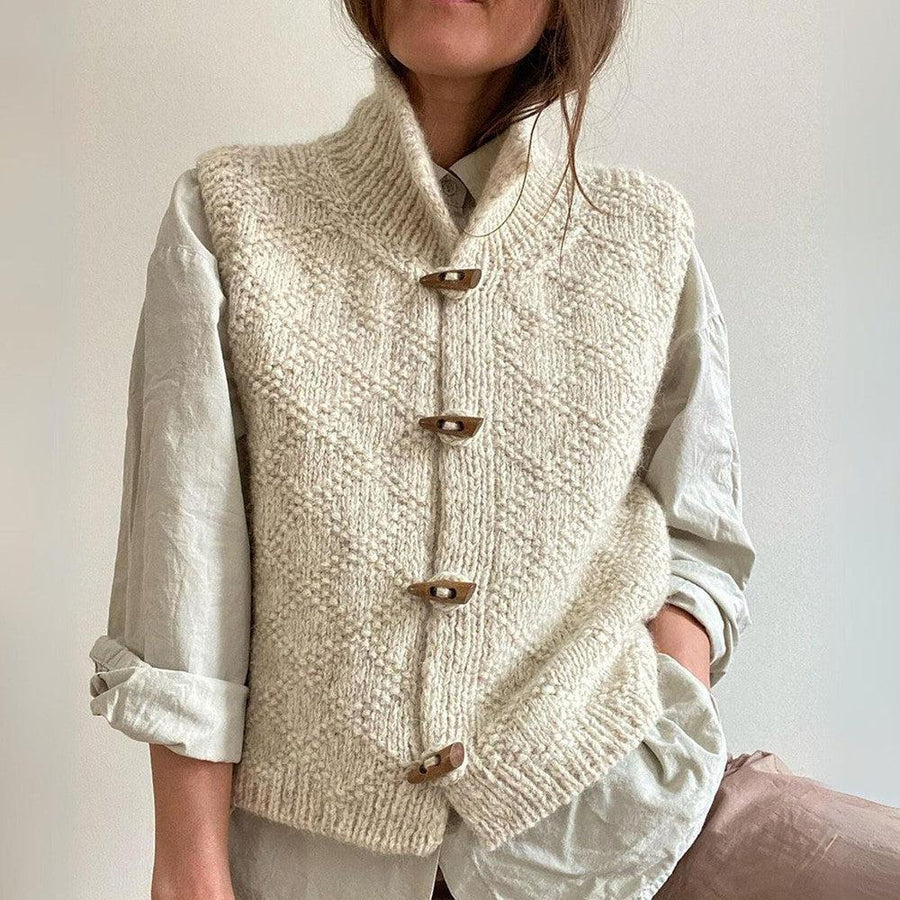 Diane | Gilet en Maille avec Col Haut et Boutons