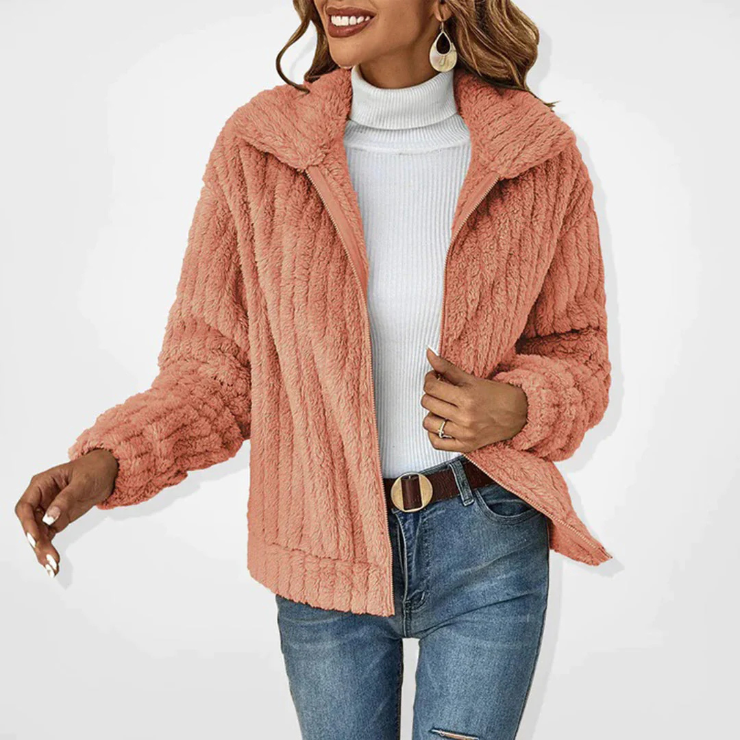 Colette | Cardigan Long en Fleece Lana avec Col