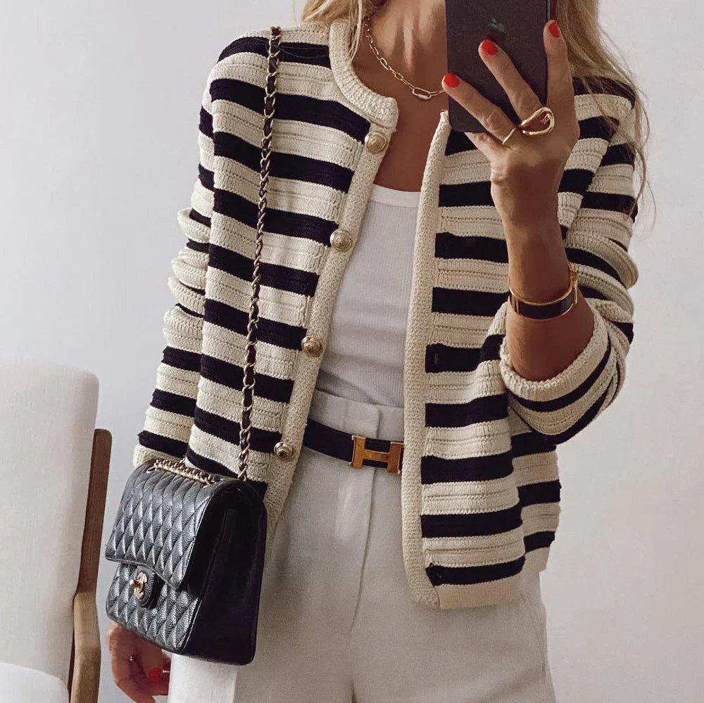 Grace | Cardigan en tricot rayé chic