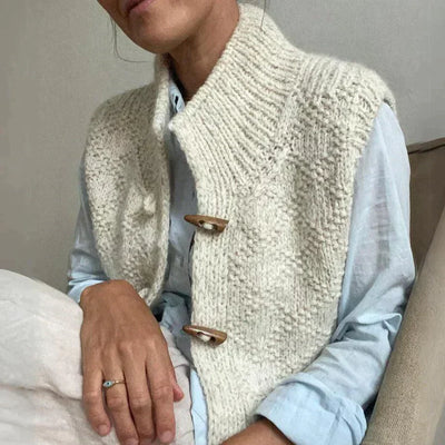 Diane | Gilet en Maille avec Col Haut et Boutons