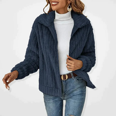 Colette | Cardigan Long en Fleece Lana avec Col