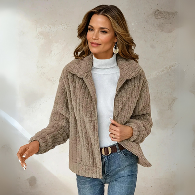 Colette | Cardigan Long en Fleece Lana avec Col