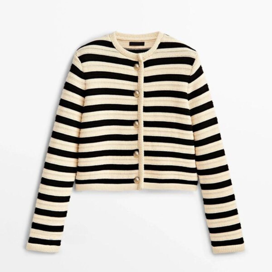 Grace | Cardigan en tricot rayé chic