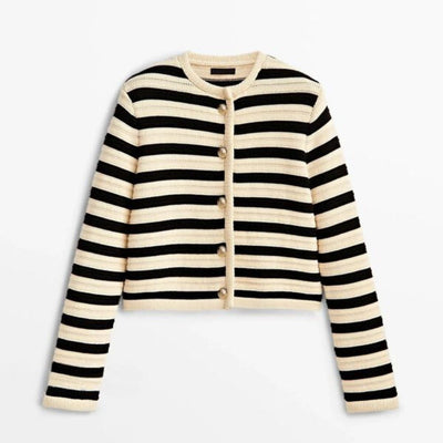 Grace | Cardigan en tricot rayé chic