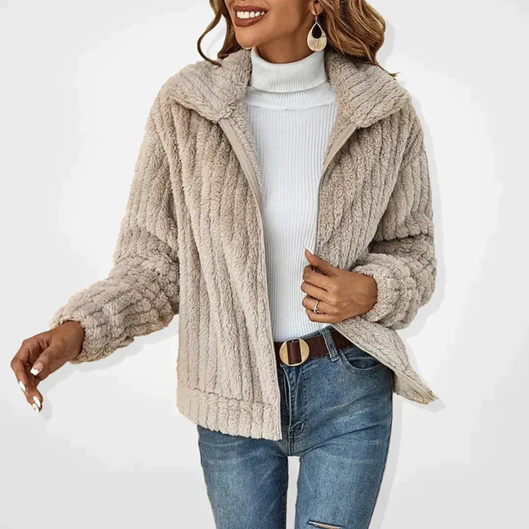 Colette | Cardigan Long en Fleece Lana avec Col