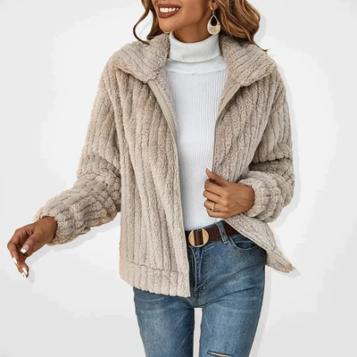 Colette | Cardigan Long en Fleece Lana avec Col