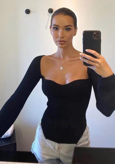 Tahlie | Haut Bodycon à Col Carré
