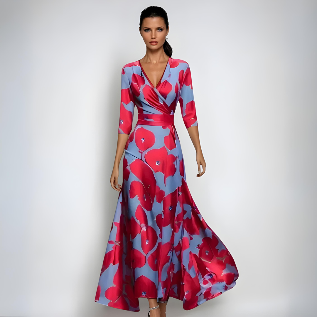 Emily | Robe Longue Portefeuille à Fleurs