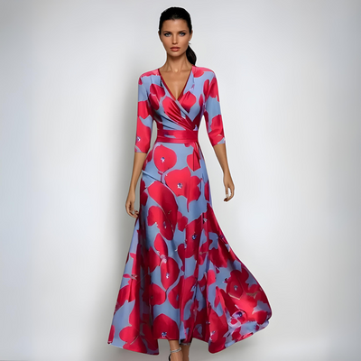 Emily | Robe Longue Portefeuille à Fleurs