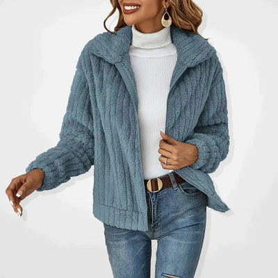 Colette | Cardigan Long en Fleece Lana avec Col
