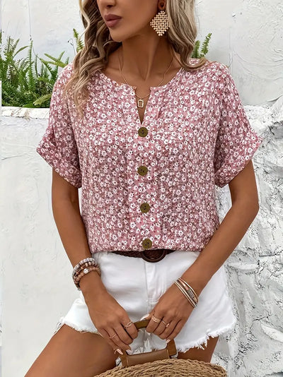 Charis | Blouse Florale à Boutons