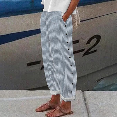 Sera™ | Pantalon à Rayures avec Boutons