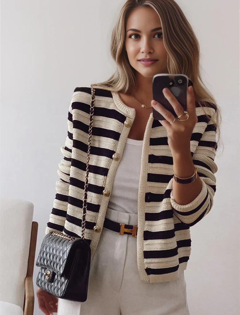 Grace | Cardigan en tricot rayé chic