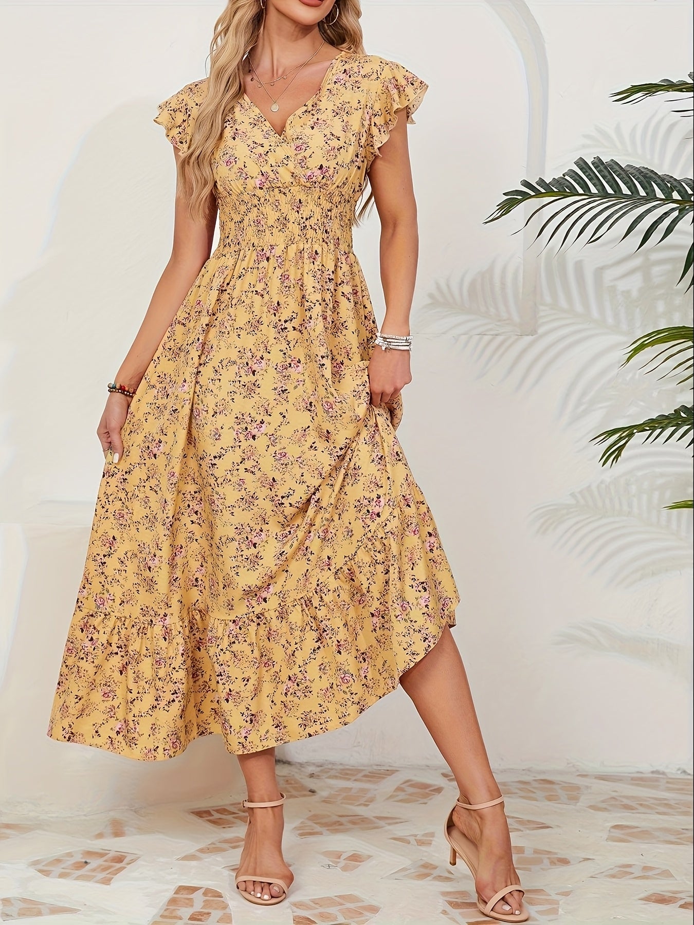 Pierrette | Robe à fleurs à nouer