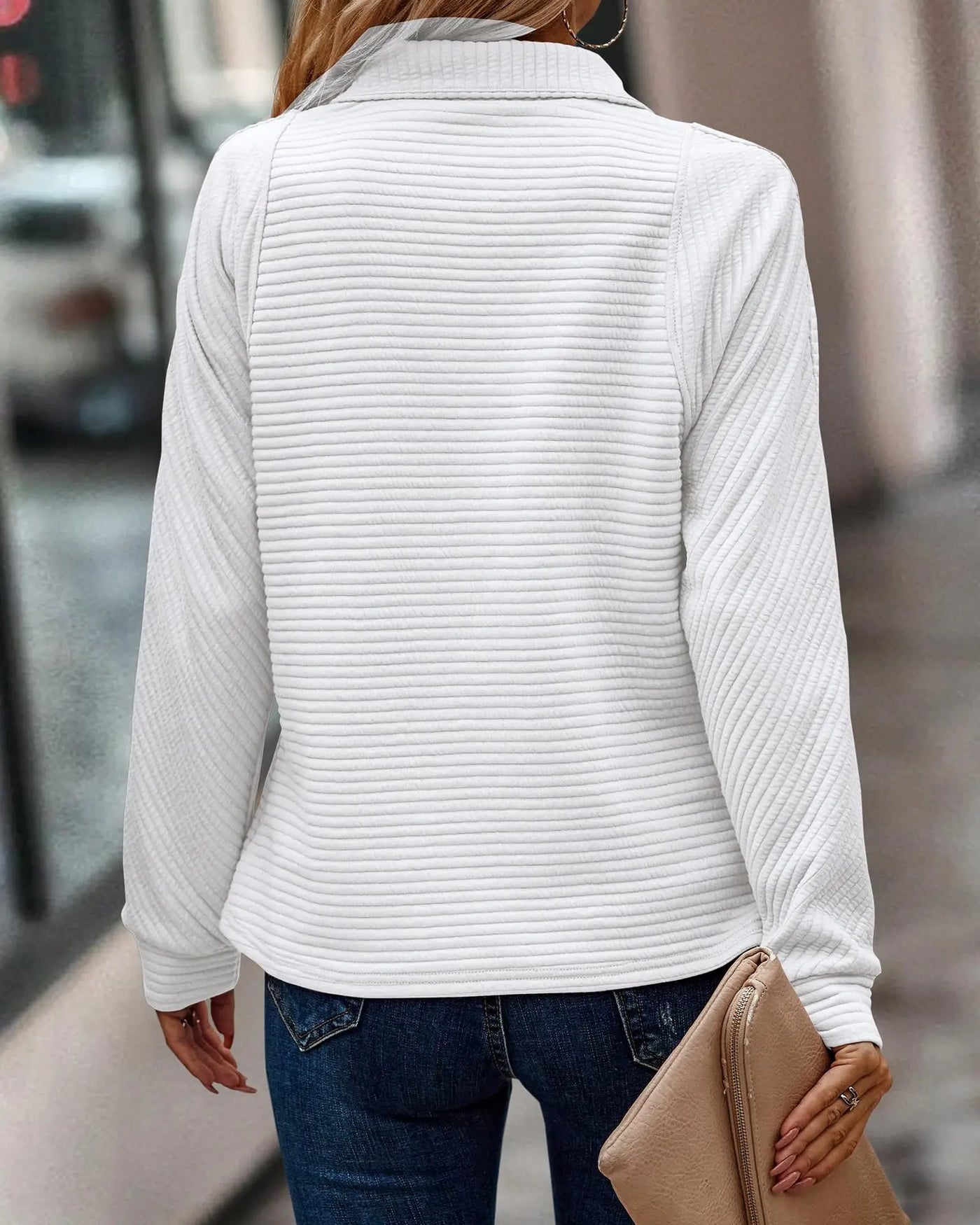Rebecca | Elegant Ribbed Zip Pullover