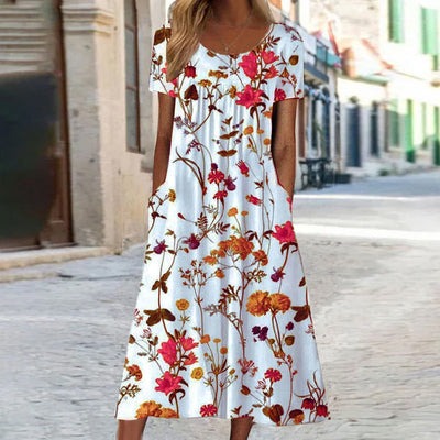Laura | Robe Boho Florale avec effet ventre gainant
