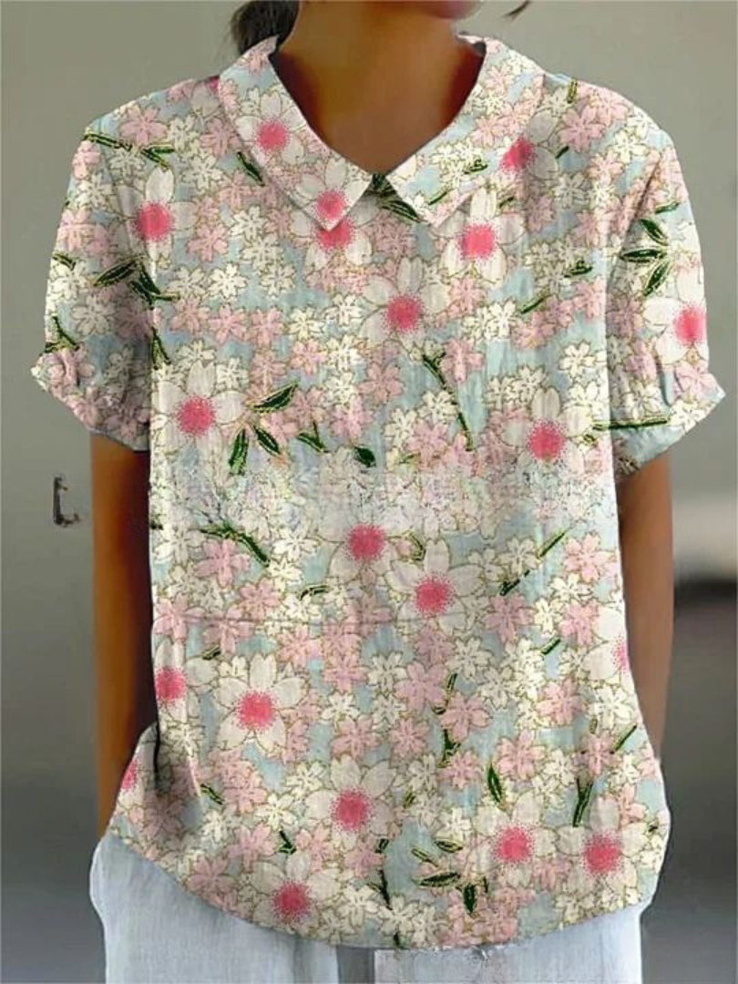 Sofia™ | Blouse à Fleurs Bleu Ciel
