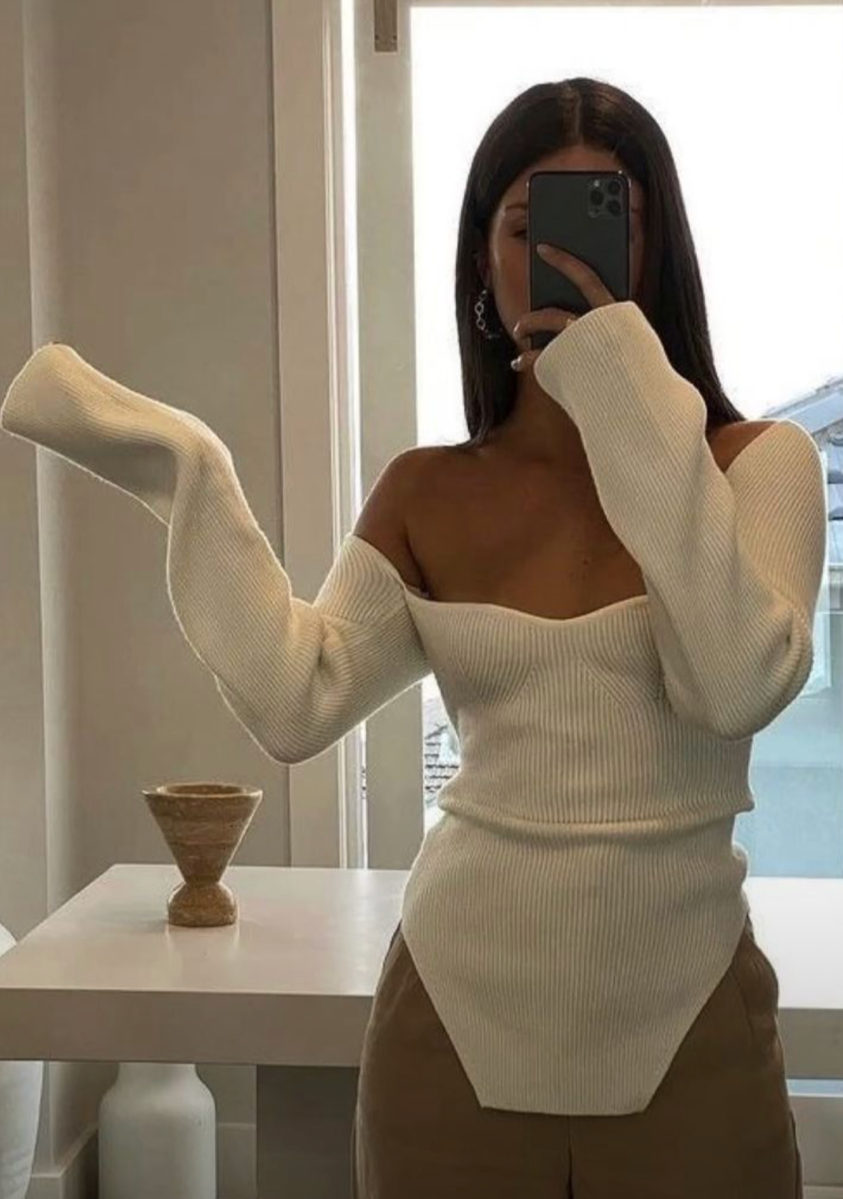 Tahlie | Haut Bodycon à Col Carré