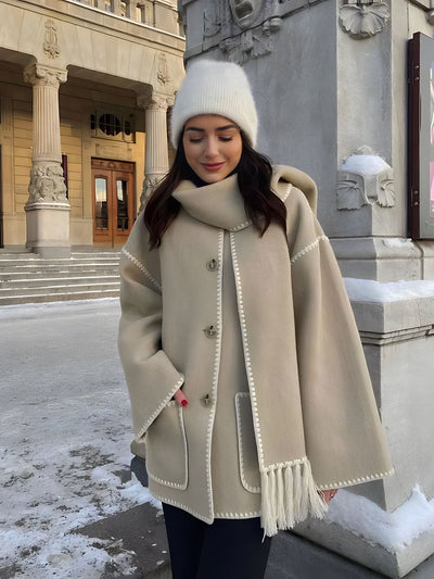 Sionne | Veste à Écharpe à Franges