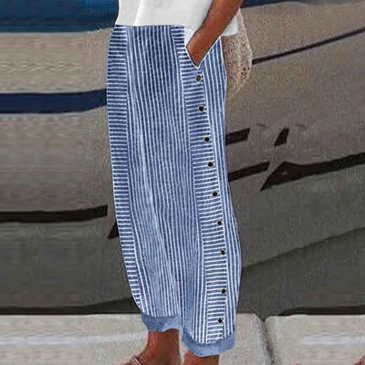 Sera™ | Pantalon à Rayures avec Boutons