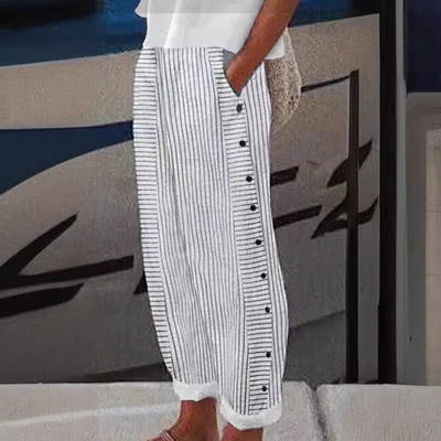 Sera™ | Pantalon à Rayures avec Boutons