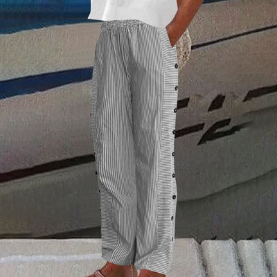 Sera™ | Pantalon à Rayures avec Boutons