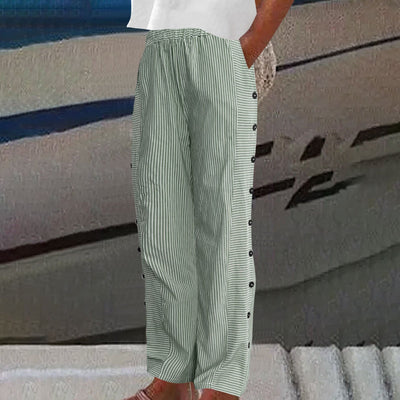 Sera™ | Pantalon à Rayures avec Boutons
