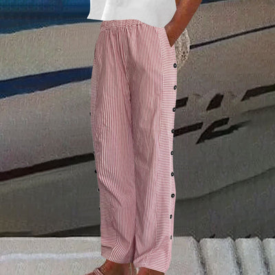 Sera™ | Pantalon à Rayures avec Boutons