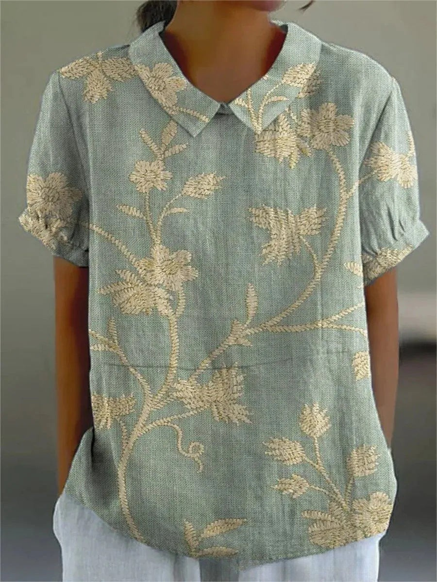 Sofia™ | Blouse à Fleurs Vert Clair