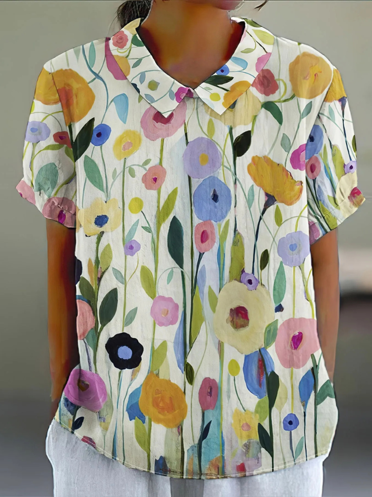 Sofia™ | Blouse Blanche avec Fleurs Colorées