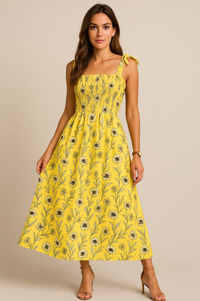 Robe Maxi à Bretelles à Nouer Sunbloom