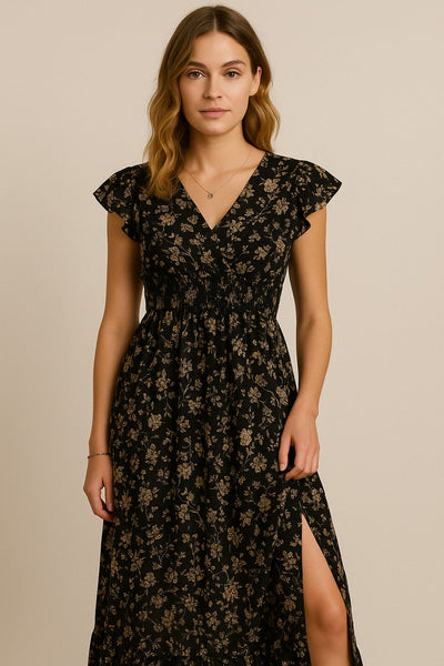 Pierrette | Robe à fleurs à nouer