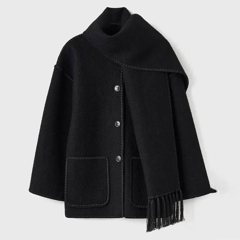 Sionne | Veste à Écharpe à Franges