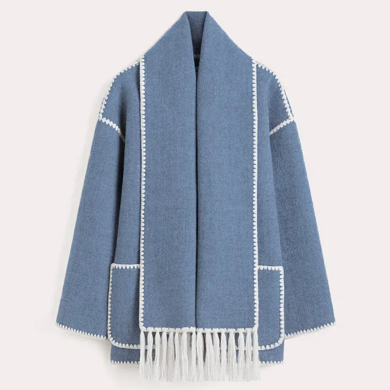 Sionne | Veste à Écharpe à Franges
