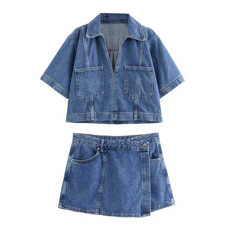 Sofia® | Ensemble en Jean à Col V