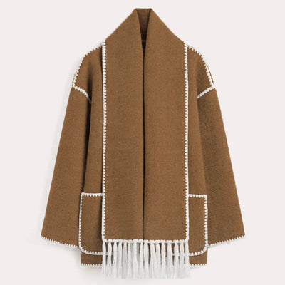 Sionne | Veste à Écharpe à Franges