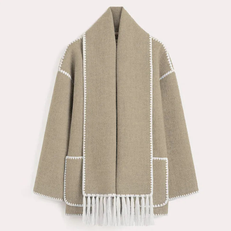 Sionne | Veste à Écharpe à Franges