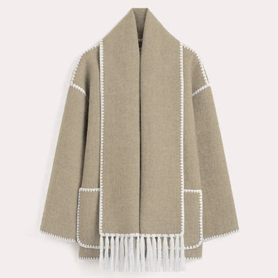 Sionne | Veste à Écharpe à Franges